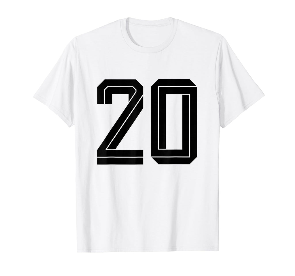 20 White Number 20 Sports Fan Soccer T-Shirt - Novelty Apparel for Adults - T-Shirt, Sweatshirt, Hoodie
