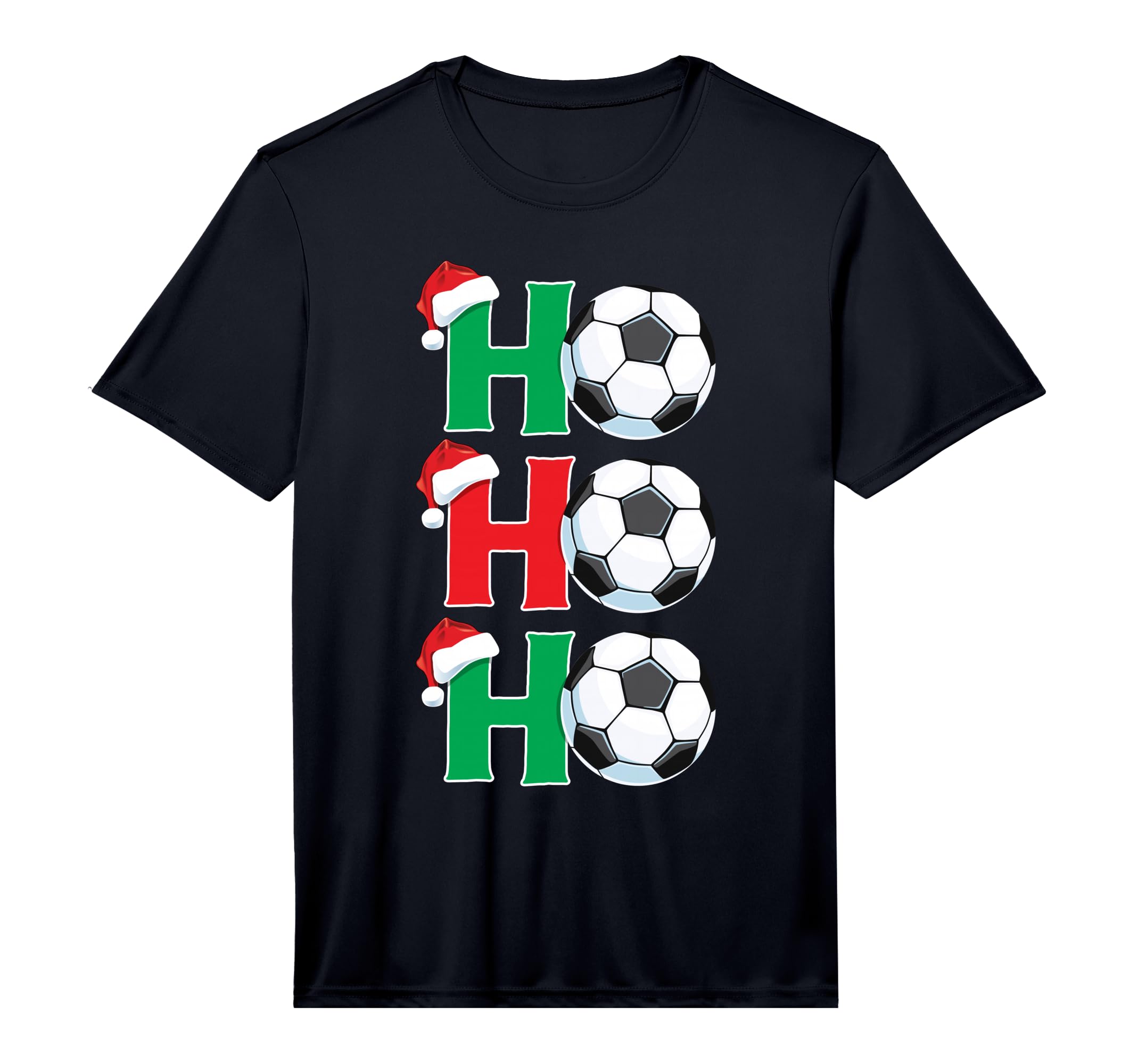 Ho Ho Ho Soccer Ball Santa Hat Soccer T-Shirt - Trendy Graphic for Adults - T-Shirt, Sweatshirt, Hoodie