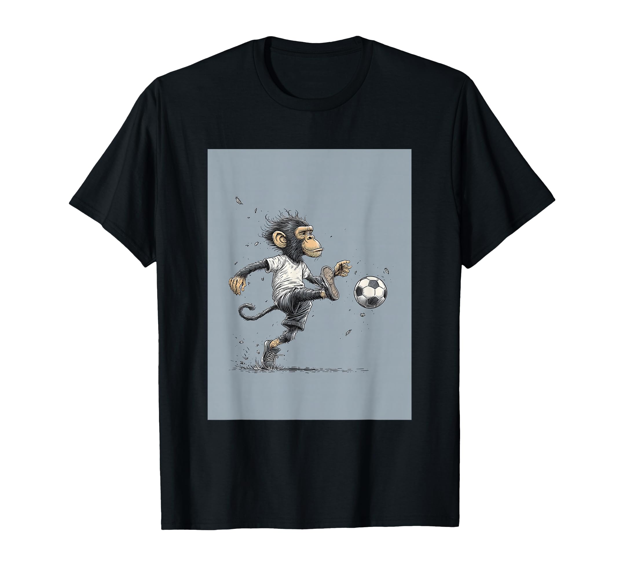 Monkey Playing Soccer Portrait T-Shirt - Unique Graphic Men Women - T-Shirt, Sweatshirt, Hoodie