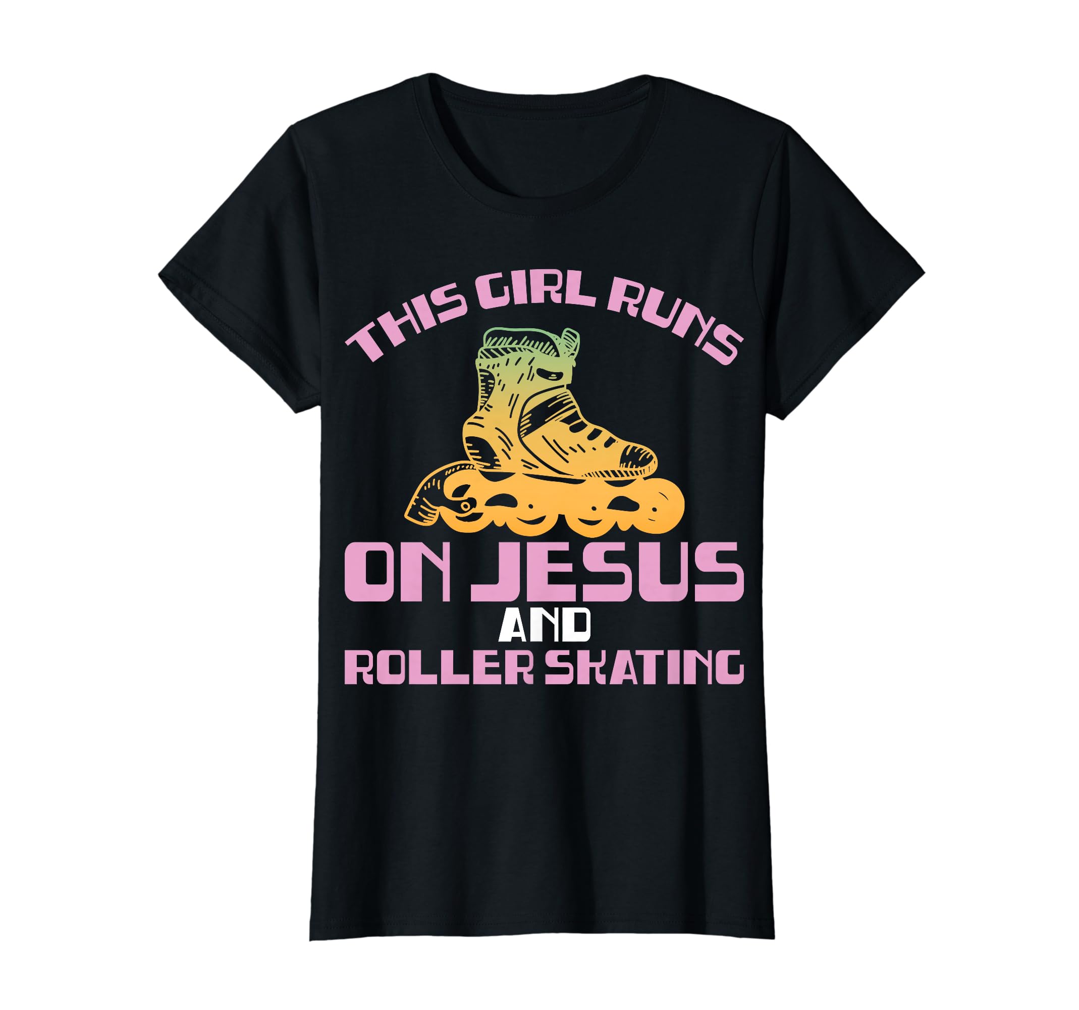 Funny Rollerskate Runs Jesus And T-Shirt - Minimalist Print Men Women - T-Shirt, Sweatshirt, Hoodie