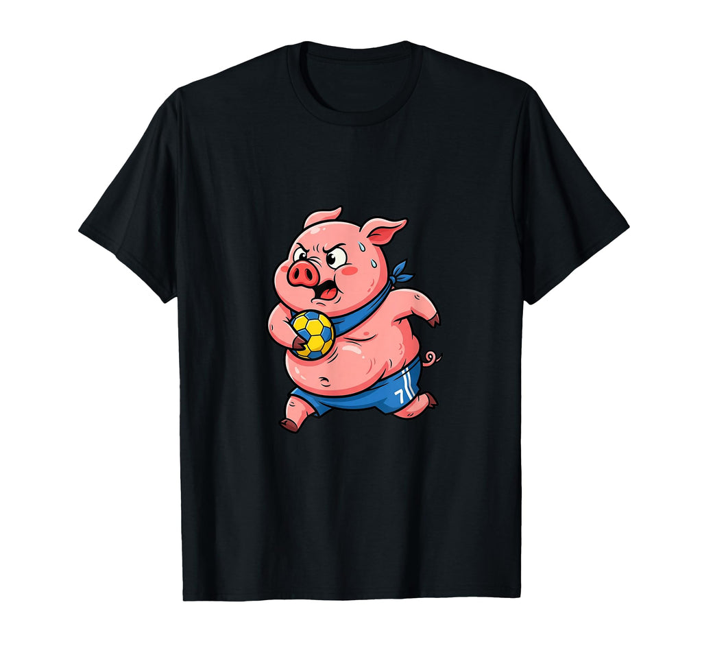 Funny Pig Playing Soccer Sports Cartoon T-Shirt - Aesthetic Graphic Unisex - T-Shirt, Sweatshirt, Hoodie