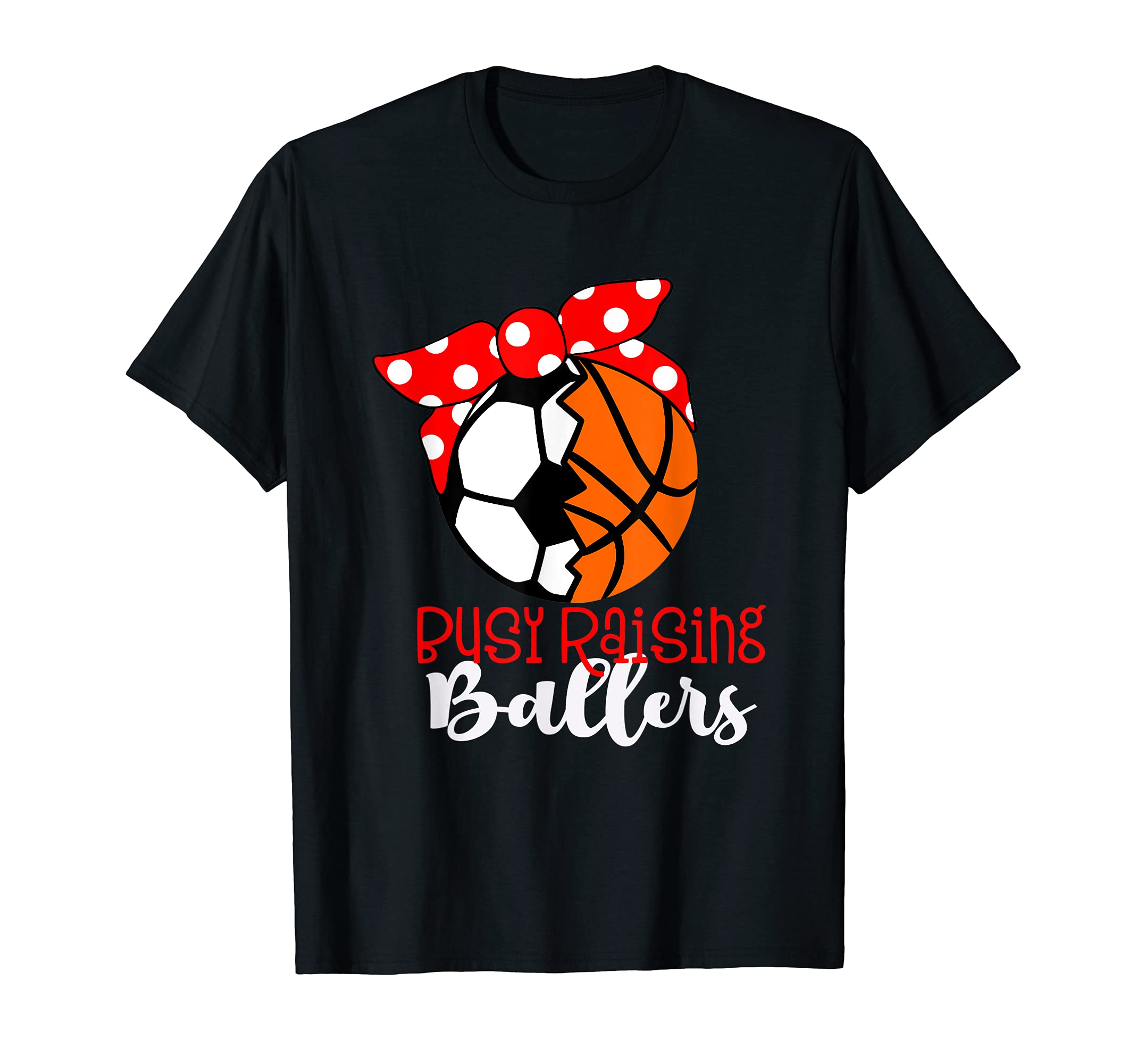 Busy Raising Ballers Red Bow Soccer T-Shirt - Minimalist Print Men Women - T-Shirt, Sweatshirt, Hoodie