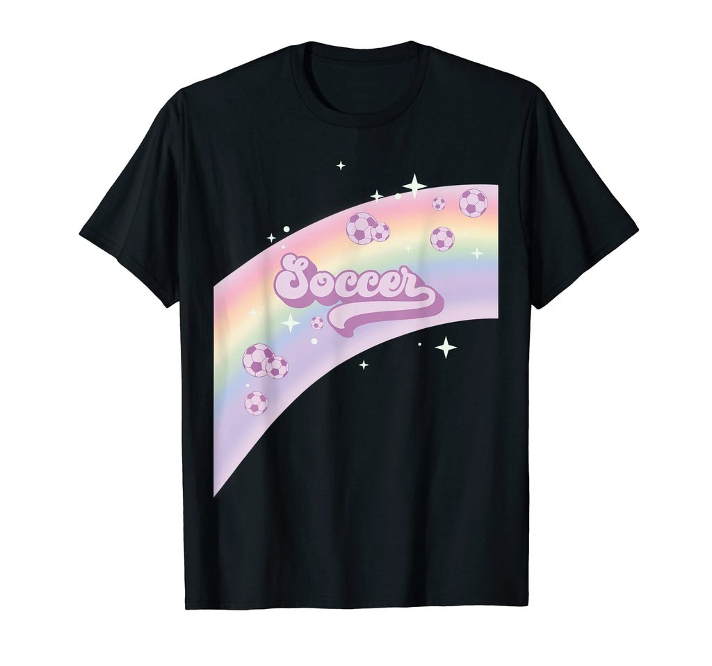 I Love Soccer Pastel Rainbow Stars T-Shirt - Graphic Print for Adults - T-Shirt, Sweatshirt, Hoodie