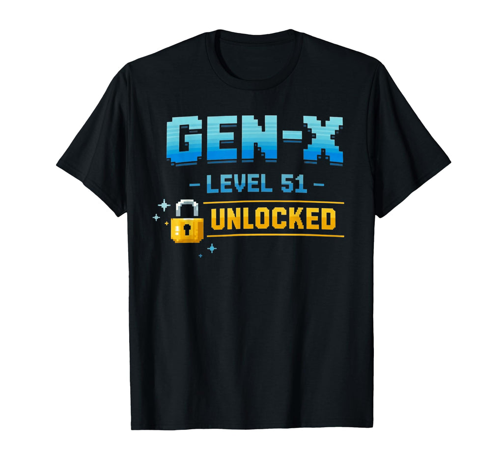 Gen X Level 51 Unlocked Gamer T-Shirt - Custom Art Print for Adults - T-Shirt, Sweatshirt, Hoodie