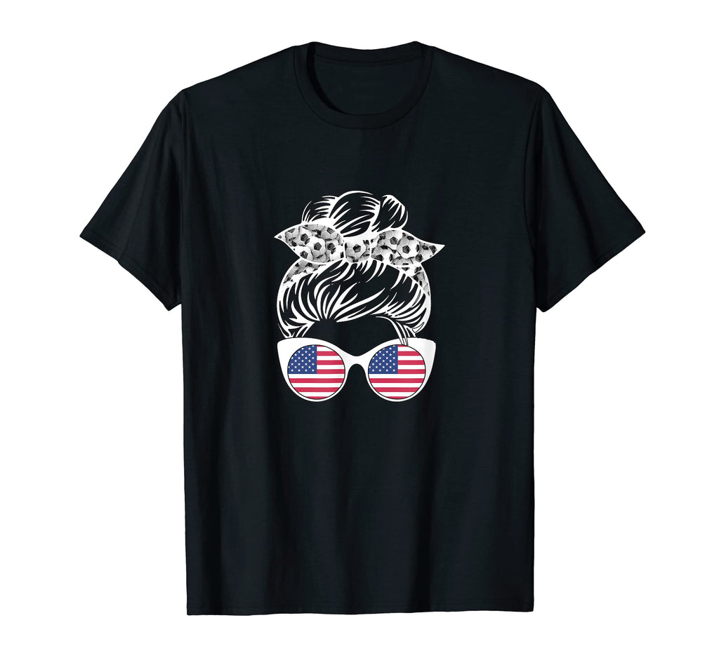 America Soccer Messy Bun T-Shirt - Minimalist Print for Adults - T-Shirt, Sweatshirt, Hoodie