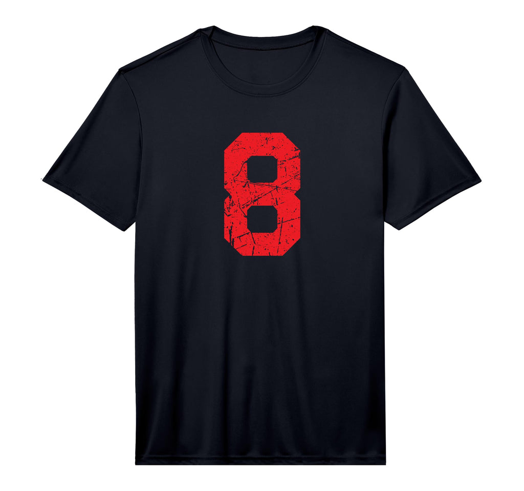 Number 8 Sports Red Distressed T-Shirt - Casual Everyday Wear Men Women - T-Shirt, Sweatshirt, Hoodie