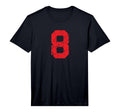Number 8 Sports Red Distressed T-Shirt - Casual Everyday Wear Men Women - T-Shirt, Sweatshirt, Hoodie