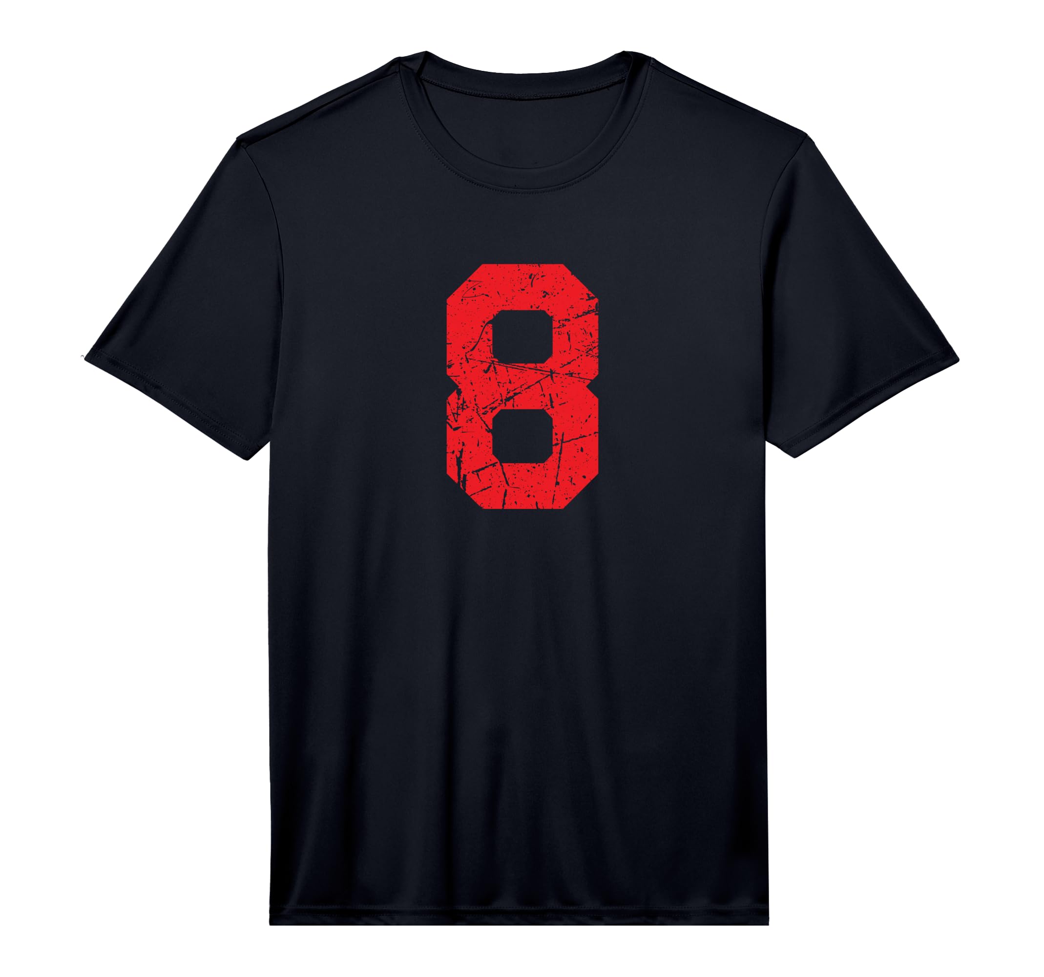 Number 8 Sports Red Distressed T-Shirt - Casual Everyday Wear Men Women - T-Shirt, Sweatshirt, Hoodie
