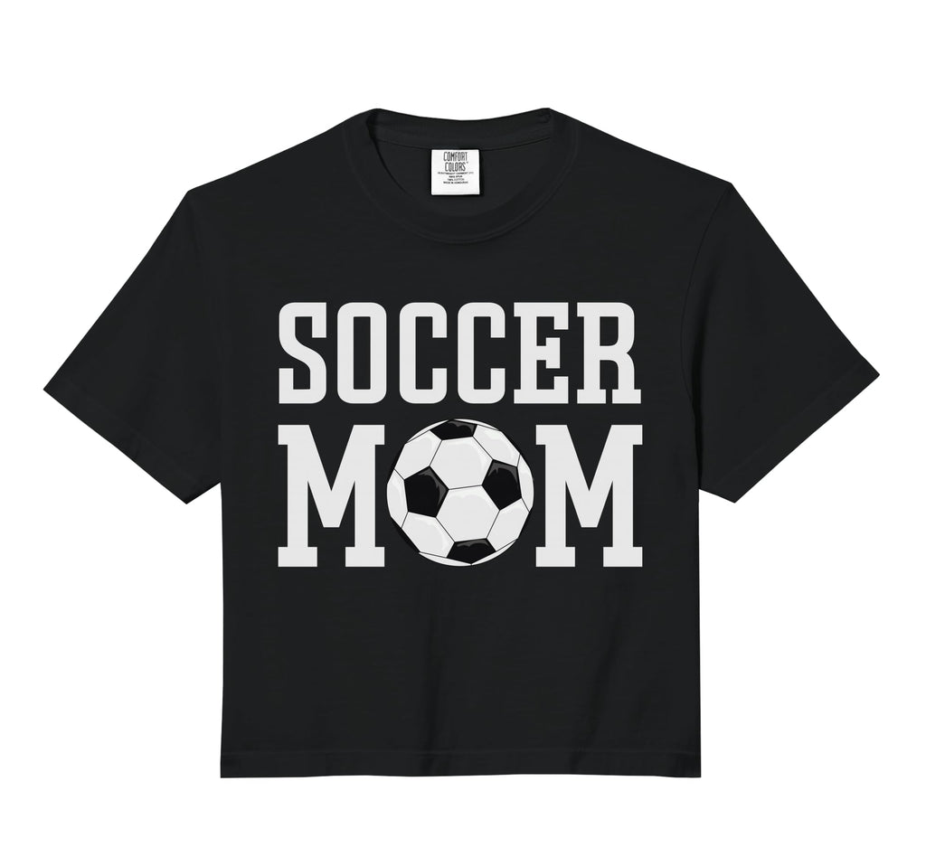 Soccer Mama Soccer Mom Comfort Colors Crop T-Shirt - Unique Graphic Unisex - T-Shirt, Sweatshirt, Hoodie