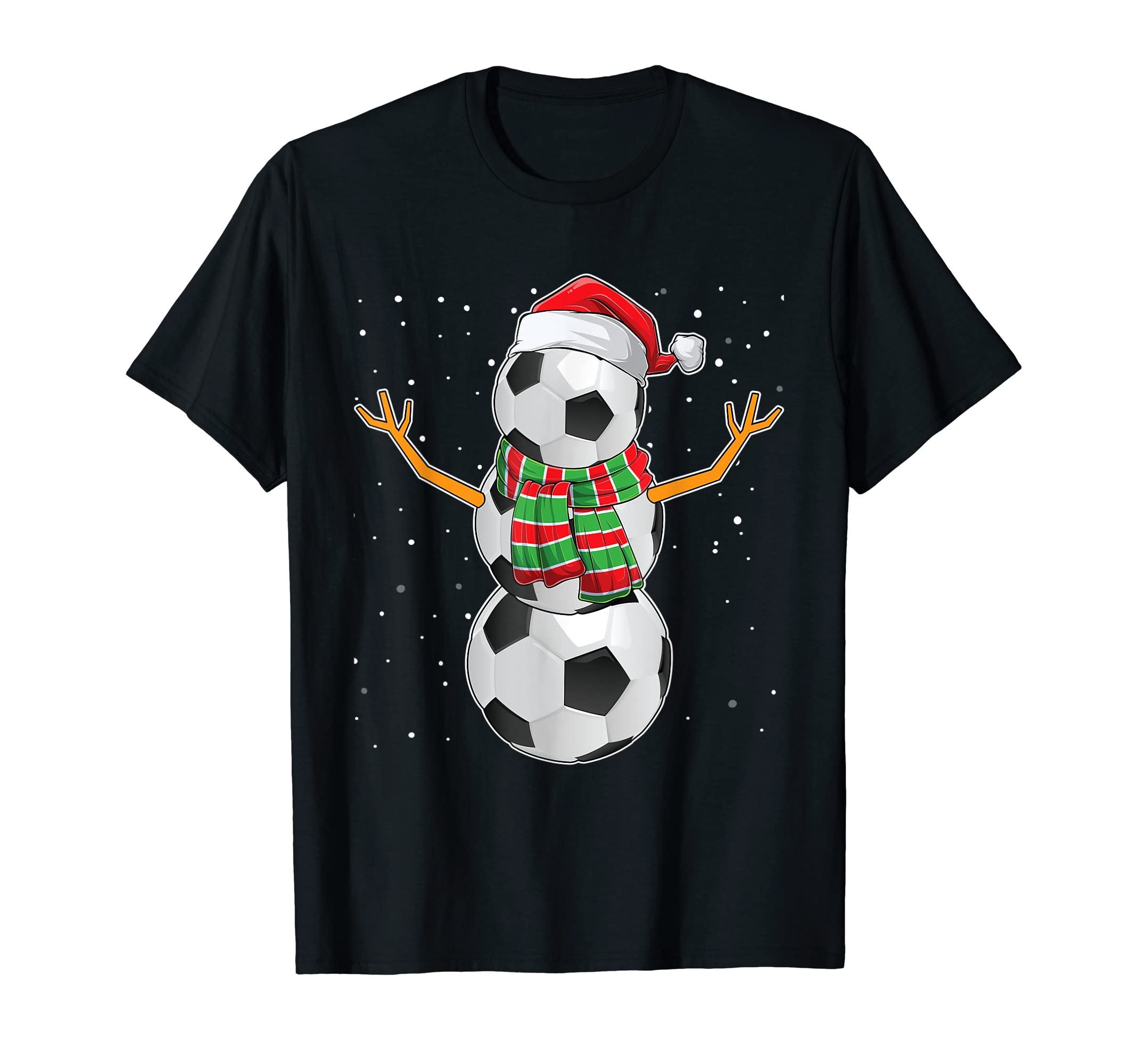 Snowman Soccer Balls Santa Hat T-Shirt - Casual Everyday Wear Men Women - T-Shirt, Sweatshirt, Hoodie