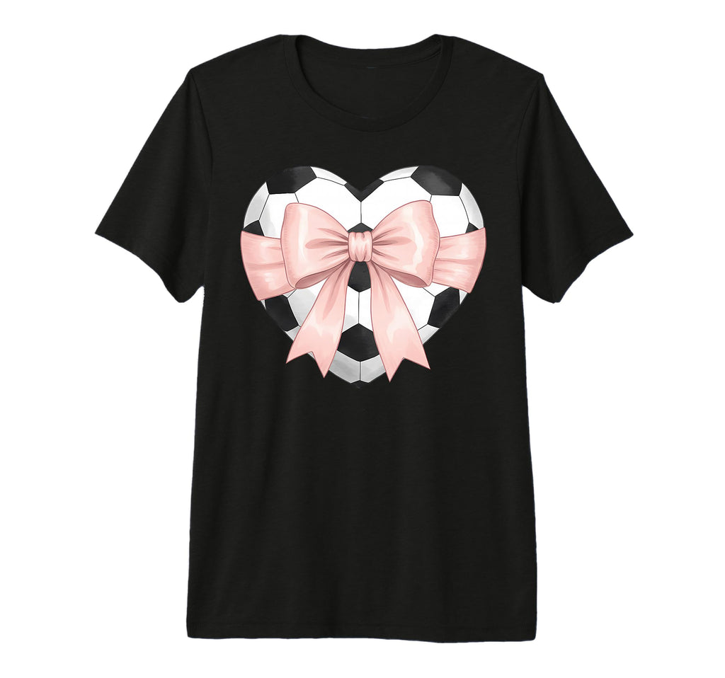 Coquette Soccer Heart Bow Football T-Shirt - Custom Art Print for Adults - T-Shirt, Sweatshirt, Hoodie