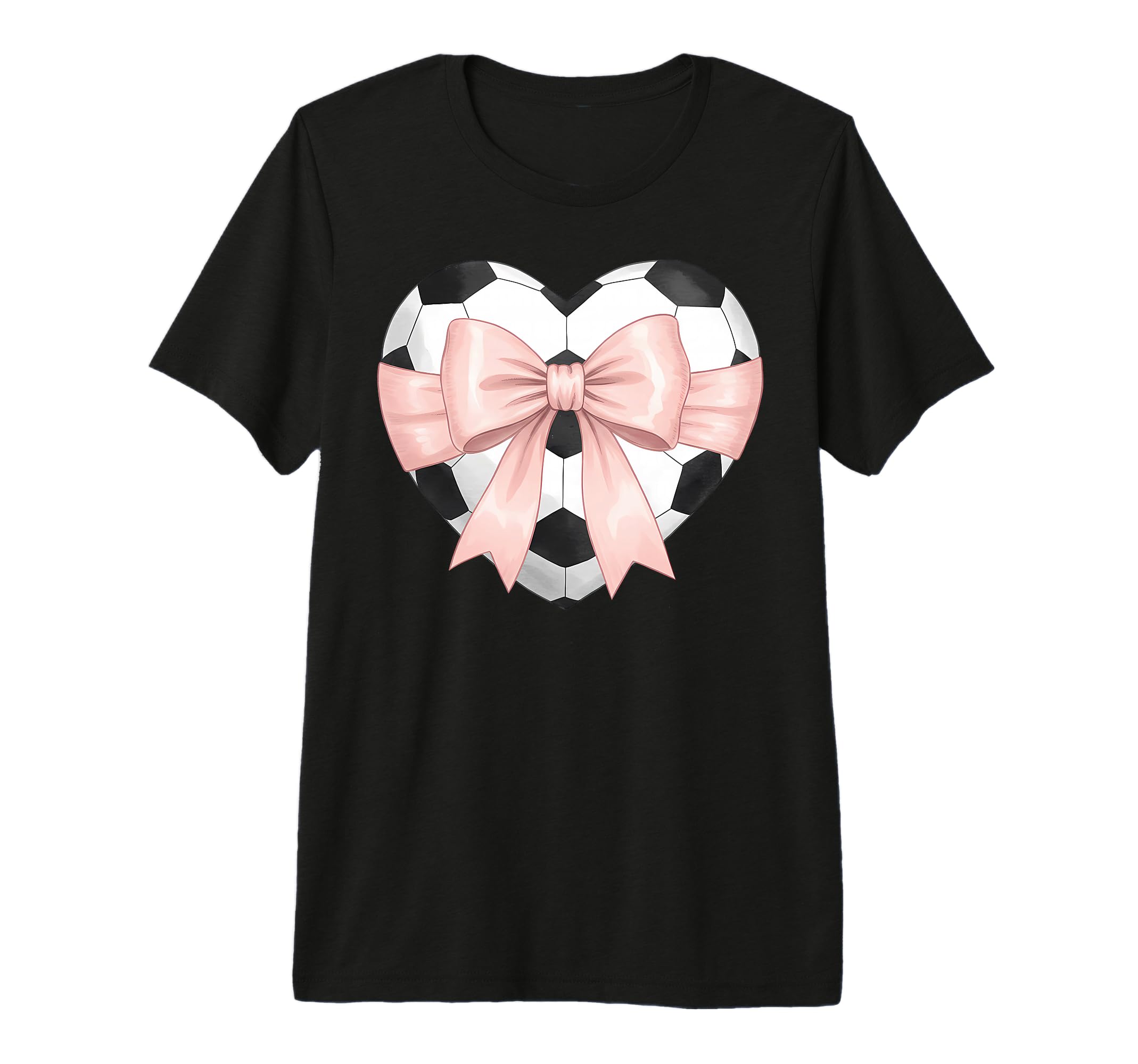 Coquette Soccer Heart Bow Football T-Shirt - Custom Art Print for Adults - T-Shirt, Sweatshirt, Hoodie