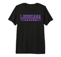 Louisiana Soccer Purple Text Tri T-Shirt - Fun Novelty Design for Adults - T-Shirt, Sweatshirt, Hoodie