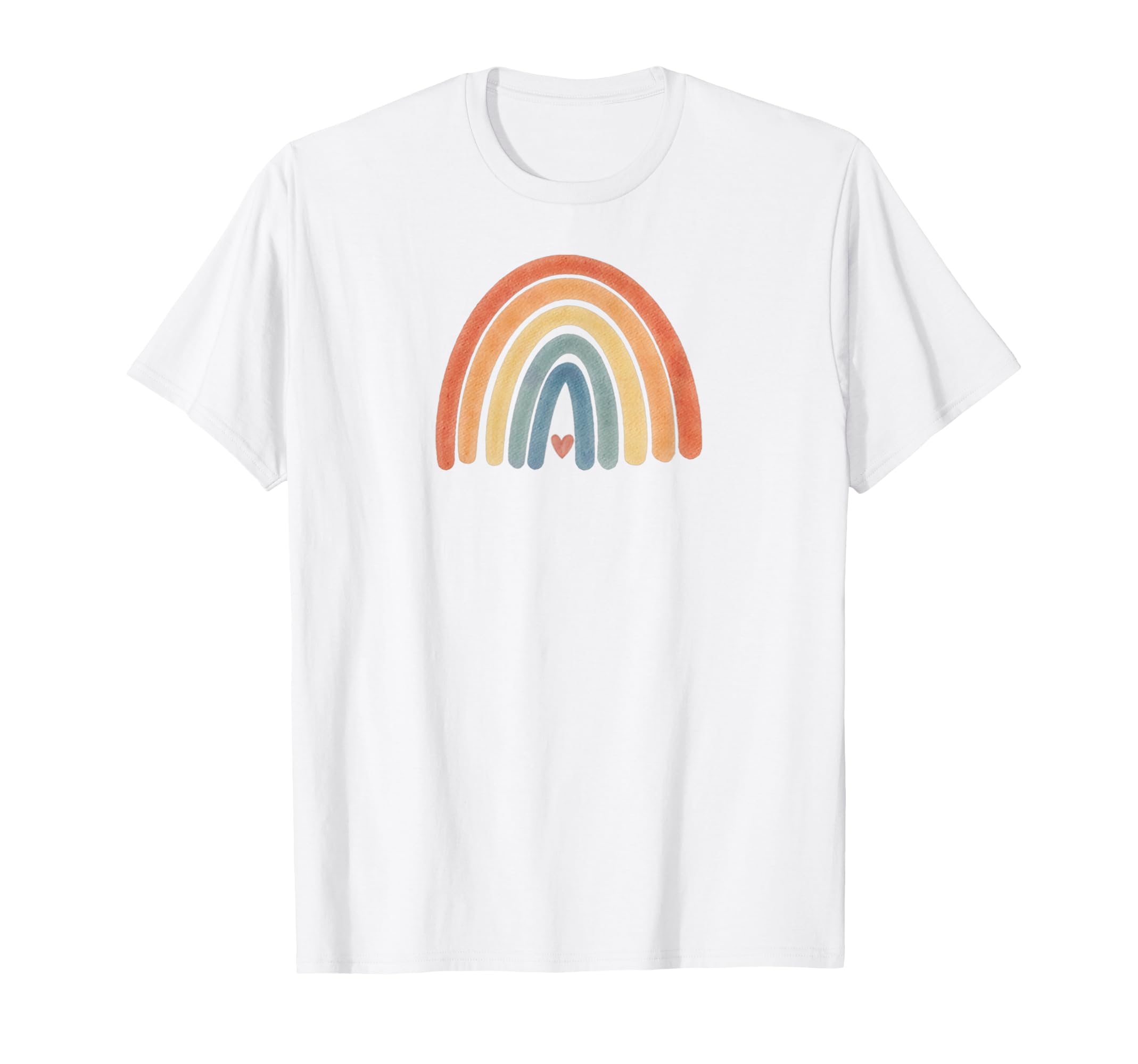 Boho Rainbow Heart Minimal Stripes Neutral T-Shirt - Trendy Graphic Unisex - T-Shirt, Sweatshirt, Hoodie