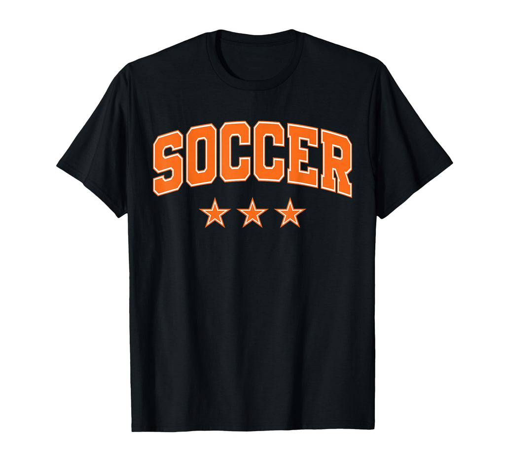 Soccer All Orange Stars Text T-Shirt - Custom Art Print for Adults - T-Shirt, Sweatshirt, Hoodie