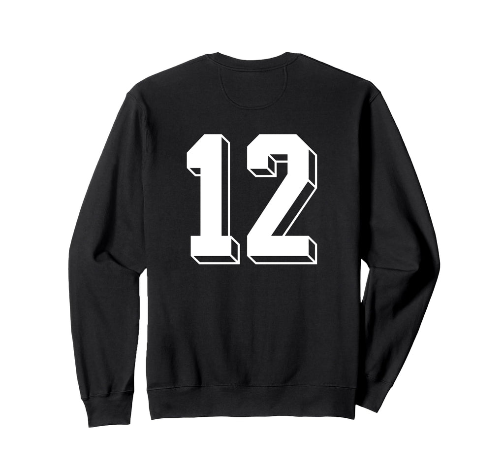 Number 12 Backside 80S 90S Team Jersey Sweatshirt - Graphic Print Unisex - T-Shirt, Sweatshirt, Hoodie