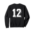 Number 12 Backside 80S 90S Team Jersey Sweatshirt - Graphic Print Unisex - T-Shirt, Sweatshirt, Hoodie