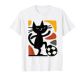 Cat Playing Soccer Cartoon T-Shirt - Custom Art Print Unisex - T-Shirt, Sweatshirt, Hoodie