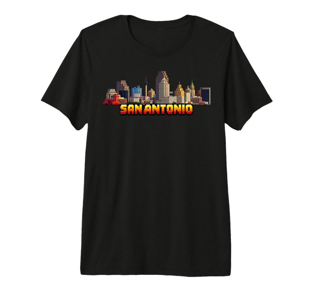 San Antonio 8 Bit Video Arcade Gamer T-Shirt - Trendy Graphic for Adults - T-Shirt, Sweatshirt, Hoodie