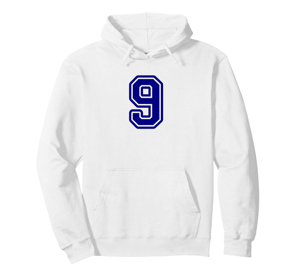Blue Sport Team Number 9 Hoodie - Unique Graphic Unisex - T-Shirt, Sweatshirt, Hoodie