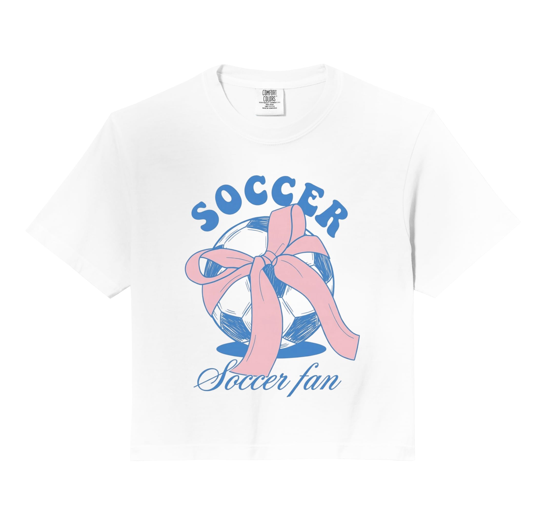 Soccer Fan Coquette Bow Comfort Colors Crop Hoodie - Graphic Print Unisex - T-Shirt, Sweatshirt, Hoodie