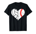 Baseball Volleyball Heart Funny Baseball T-Shirt - Graphic Print Men Women - T-Shirt, Sweatshirt, Hoodie