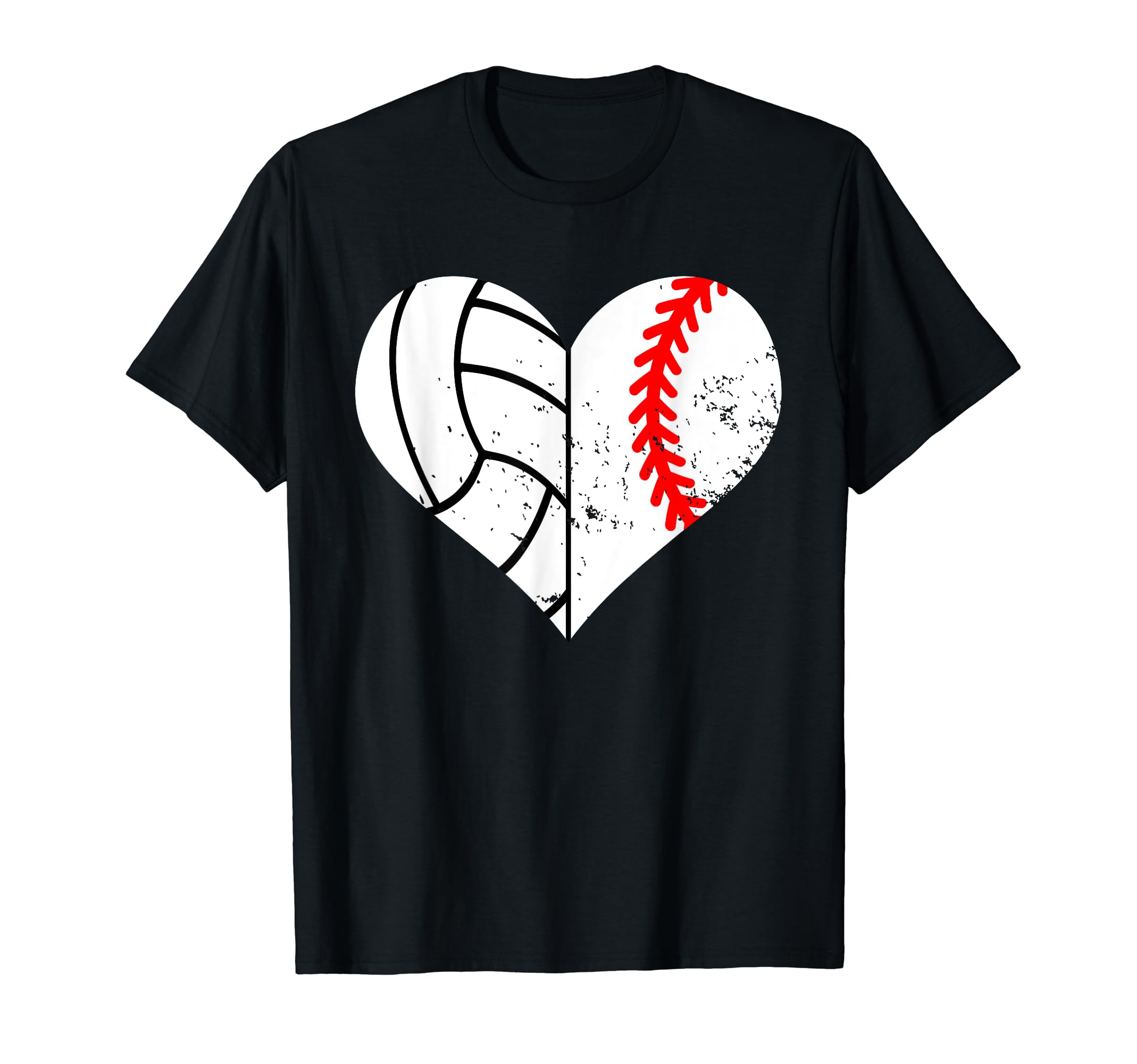 Baseball Volleyball Heart Funny Baseball T-Shirt - Graphic Print Men Women - T-Shirt, Sweatshirt, Hoodie