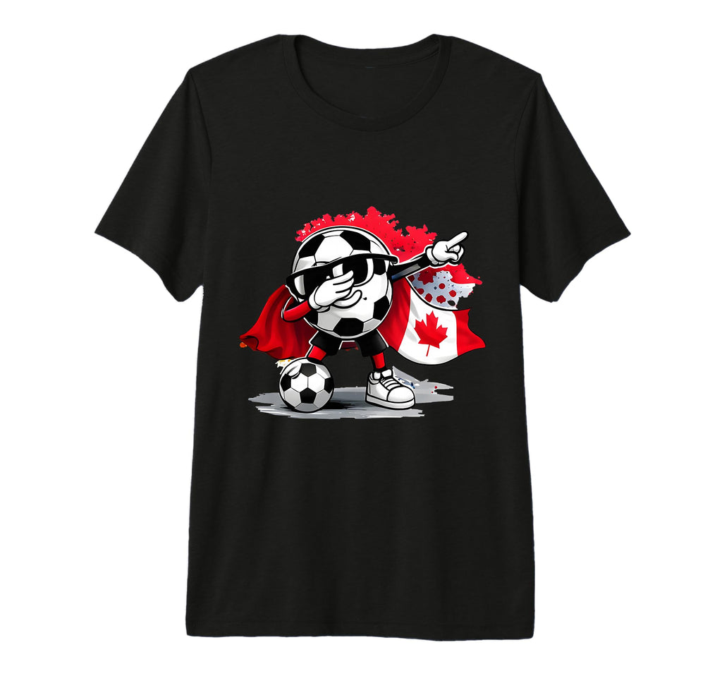 Canadian Flag Cape Dabbing Ball Soccer T-Shirt - Novelty Apparel Unisex - T-Shirt, Sweatshirt, Hoodie