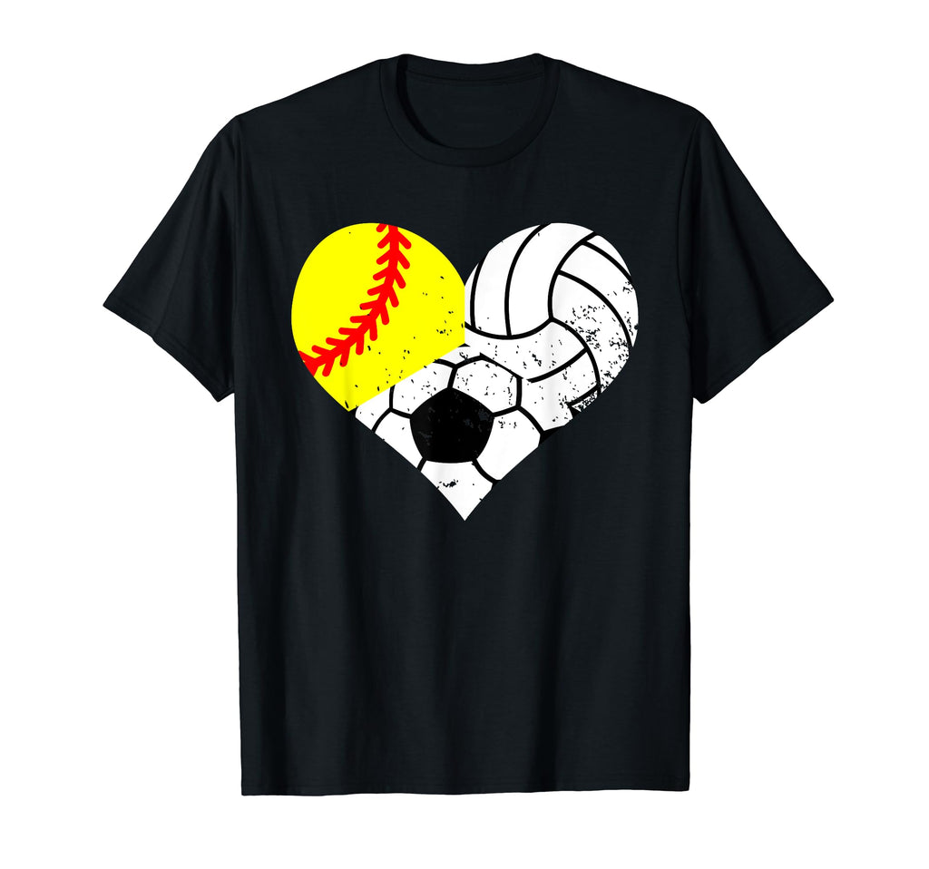 Softball Volleyball Soccer Heart Funny T-Shirt - Novelty Apparel Unisex - T-Shirt, Sweatshirt, Hoodie