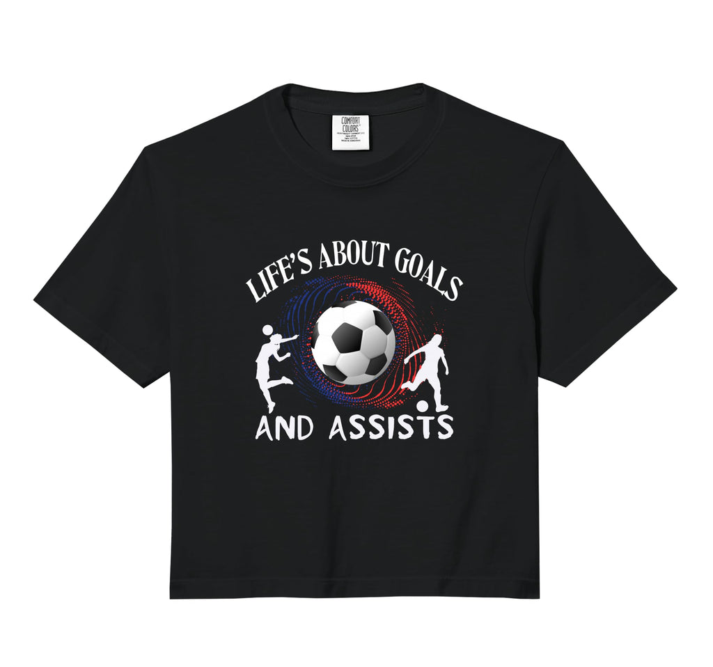 Lifes About Goals And Assists Soccer Lover T-Shirt - Unique Graphic Unisex - T-Shirt, Sweatshirt, Hoodie