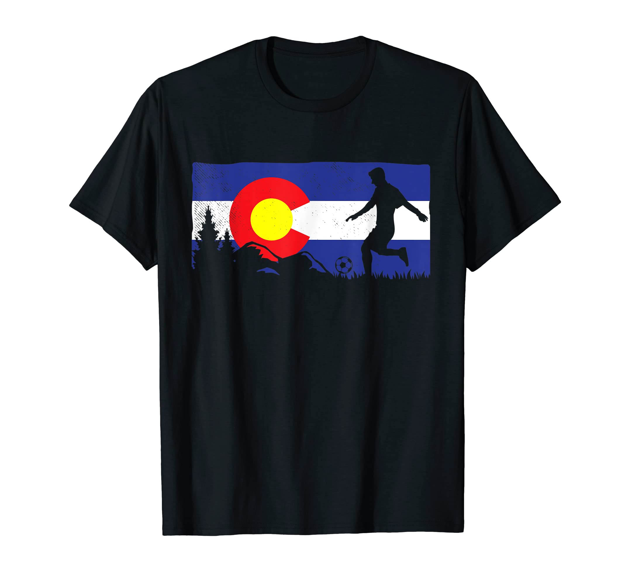 Soccer Colorado Flag Art T-Shirt - Minimalist Print for Adults - T-Shirt, Sweatshirt, Hoodie