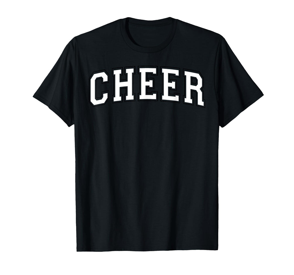 Cheer Varsity White Black Outline T-Shirt - Fun Novelty Design for Adults - T-Shirt, Sweatshirt, Hoodie