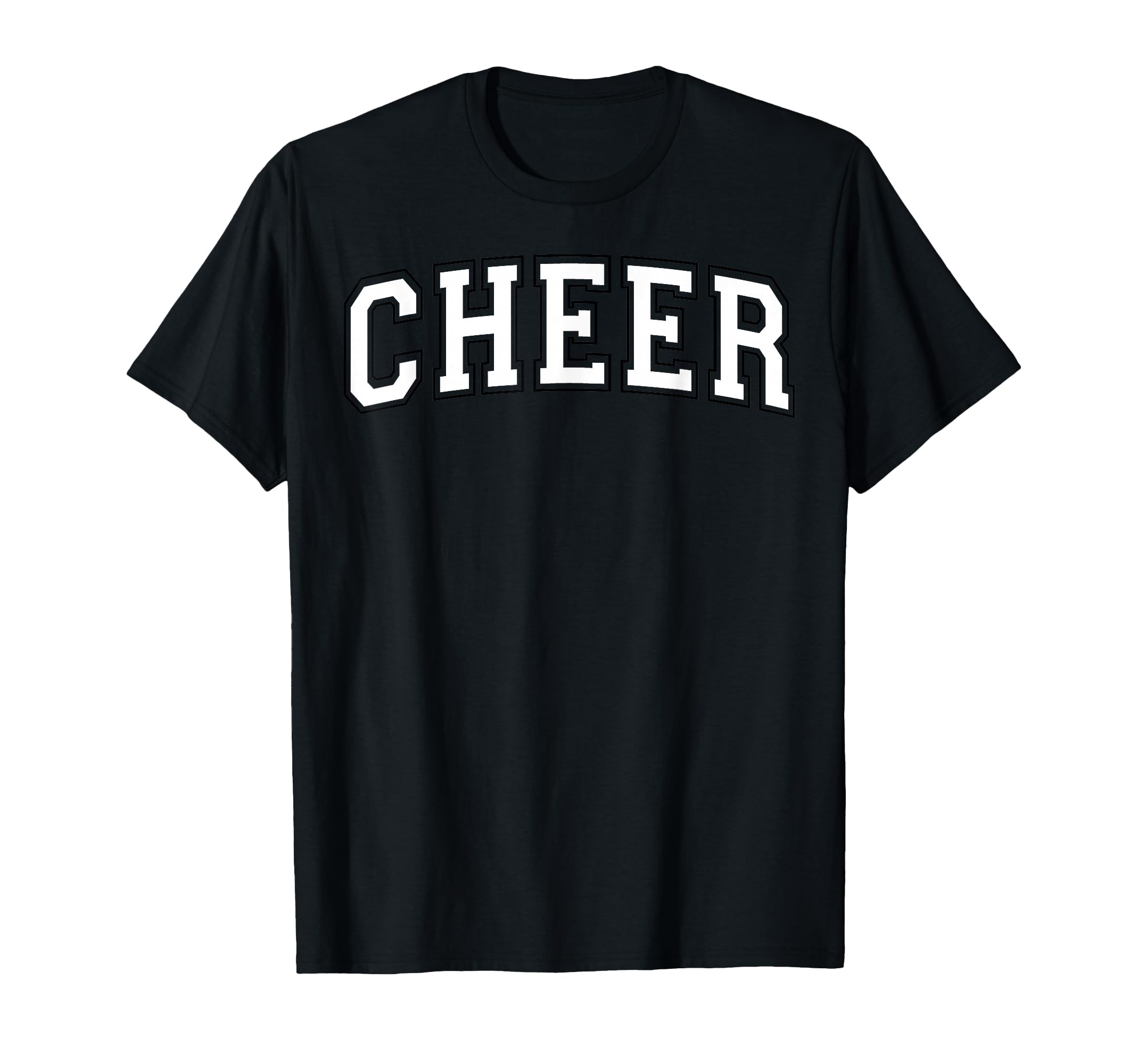 Cheer Varsity White Black Outline T-Shirt - Fun Novelty Design for Adults - T-Shirt, Sweatshirt, Hoodie