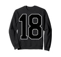 Black Sports Team Number 18 Fan Sweatshirt - Aesthetic Graphic for Adults - T-Shirt, Sweatshirt, Hoodie