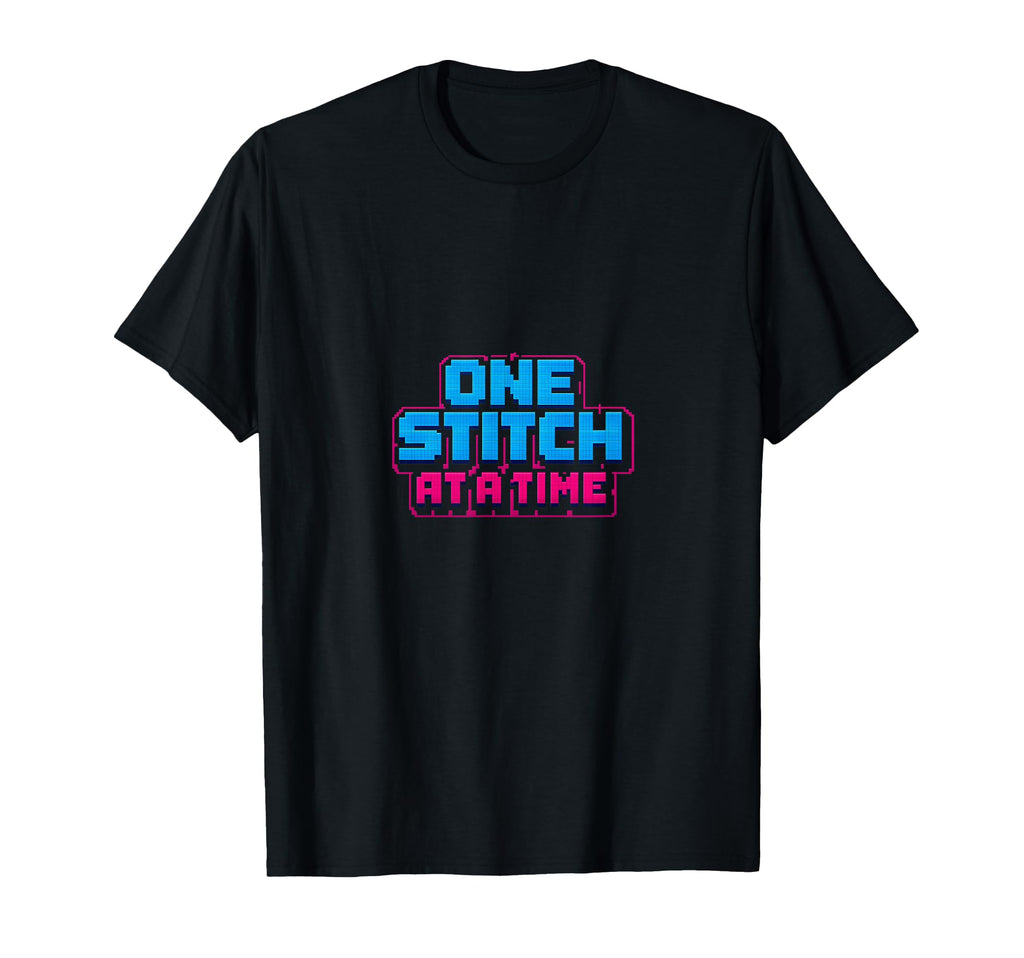 One Stitch Time Embroidery Pixel T-Shirt - Trendy Graphic for Adults - T-Shirt, Sweatshirt, Hoodie