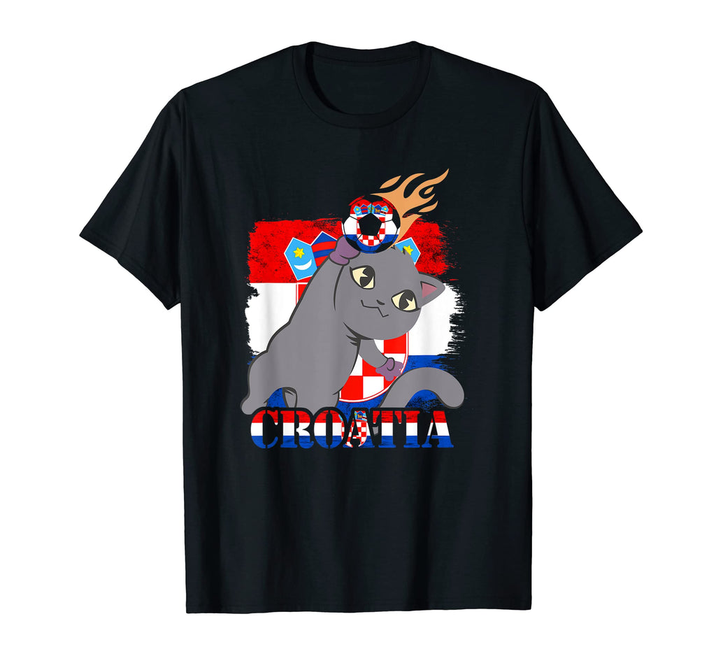 Croatian Flag Cat Croatian Soccer T-Shirt - Aesthetic Graphic Unisex - T-Shirt, Sweatshirt, Hoodie