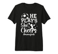 He Plays She Cheers Mom Both Cheer T-Shirt - Aesthetic Graphic for Adults - T-Shirt, Sweatshirt, Hoodie