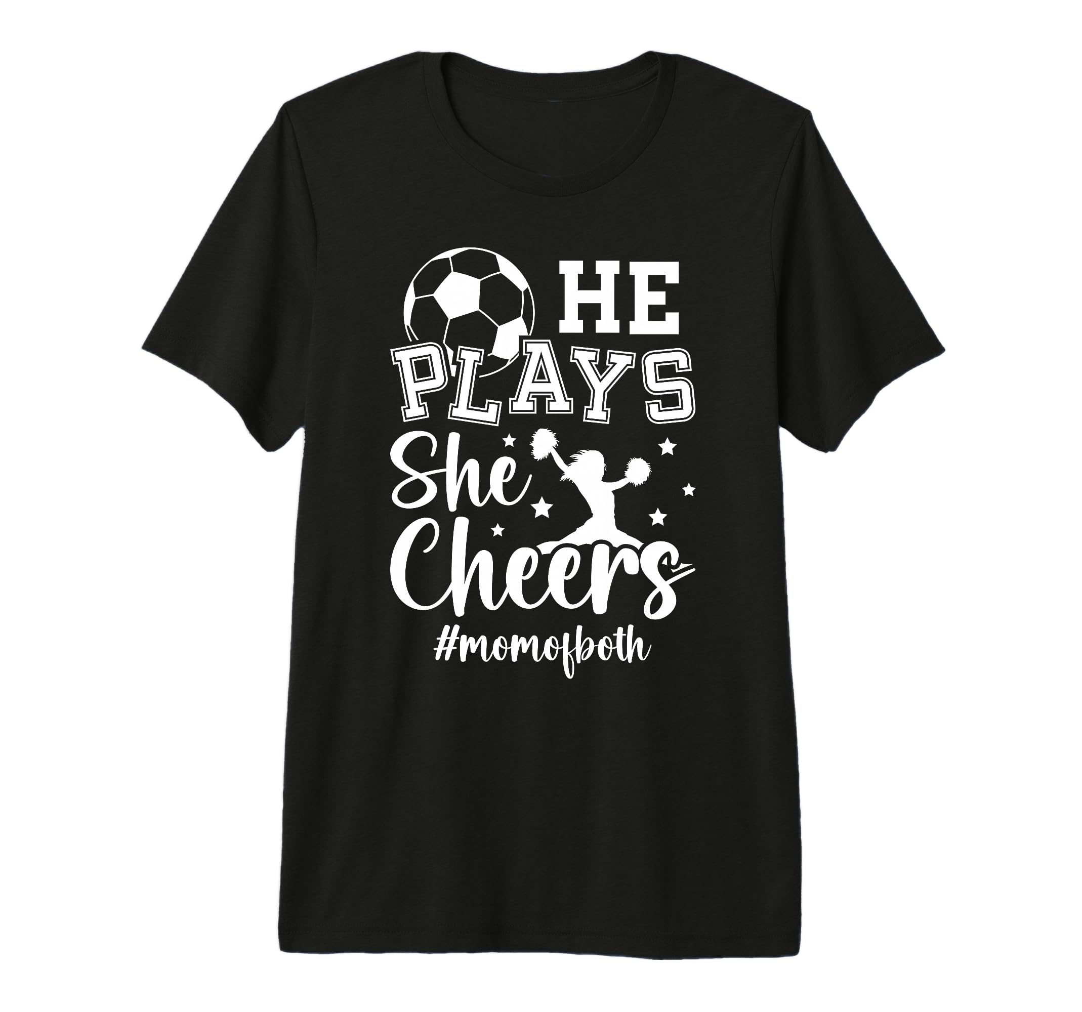 He Plays She Cheers Mom Both Cheer T-Shirt - Aesthetic Graphic for Adults - T-Shirt, Sweatshirt, Hoodie