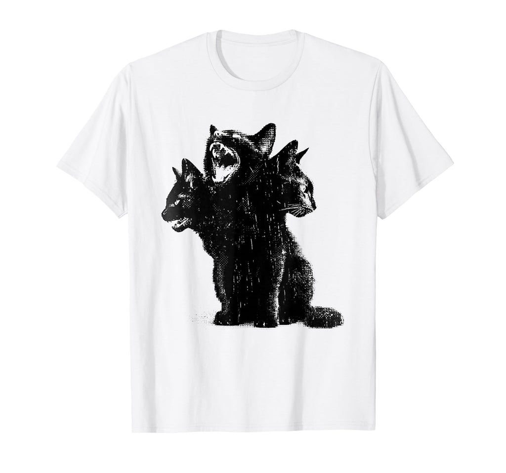 3 Headed Cat Grunge Alt 90S Goth Horror T-Shirt - Trendy Graphic for Adults - T-Shirt, Sweatshirt, Hoodie
