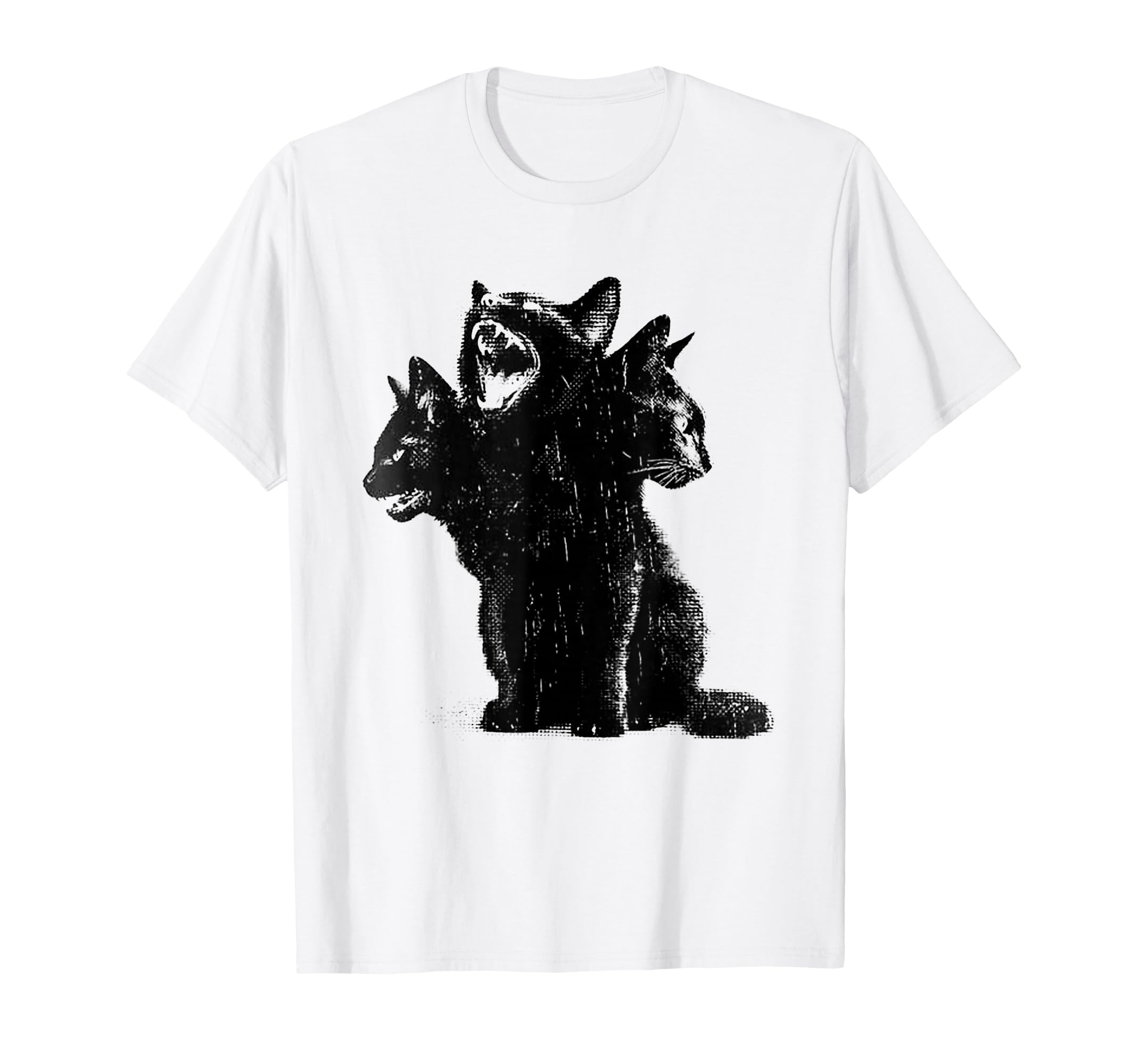 3 Headed Cat Grunge Alt 90S Goth Horror T-Shirt - Trendy Graphic for Adults - T-Shirt, Sweatshirt, Hoodie