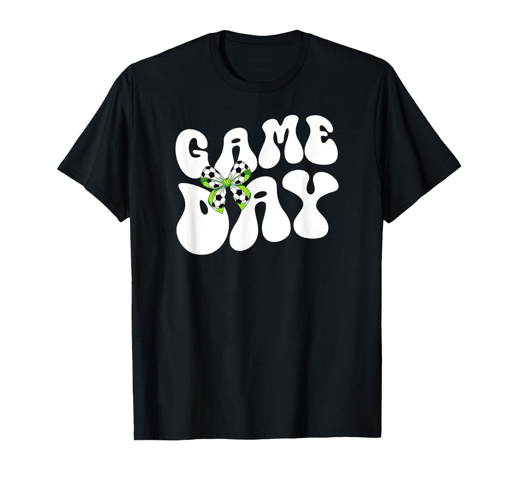 Groovy Soccer Game Day Bow Game Day T-Shirt - Minimalist Print for Adults - T-Shirt, Sweatshirt, Hoodie
