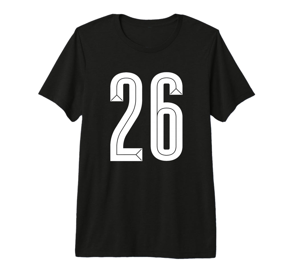 26 White Number 26 Sports Fan Soccer Tri T-Shirt - Novelty Apparel Unisex - T-Shirt, Sweatshirt, Hoodie
