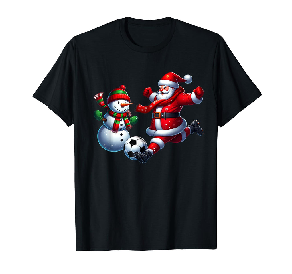 Football Santa Playing Soccer T-Shirt - Minimalist Print Unisex - T-Shirt, Sweatshirt, Hoodie