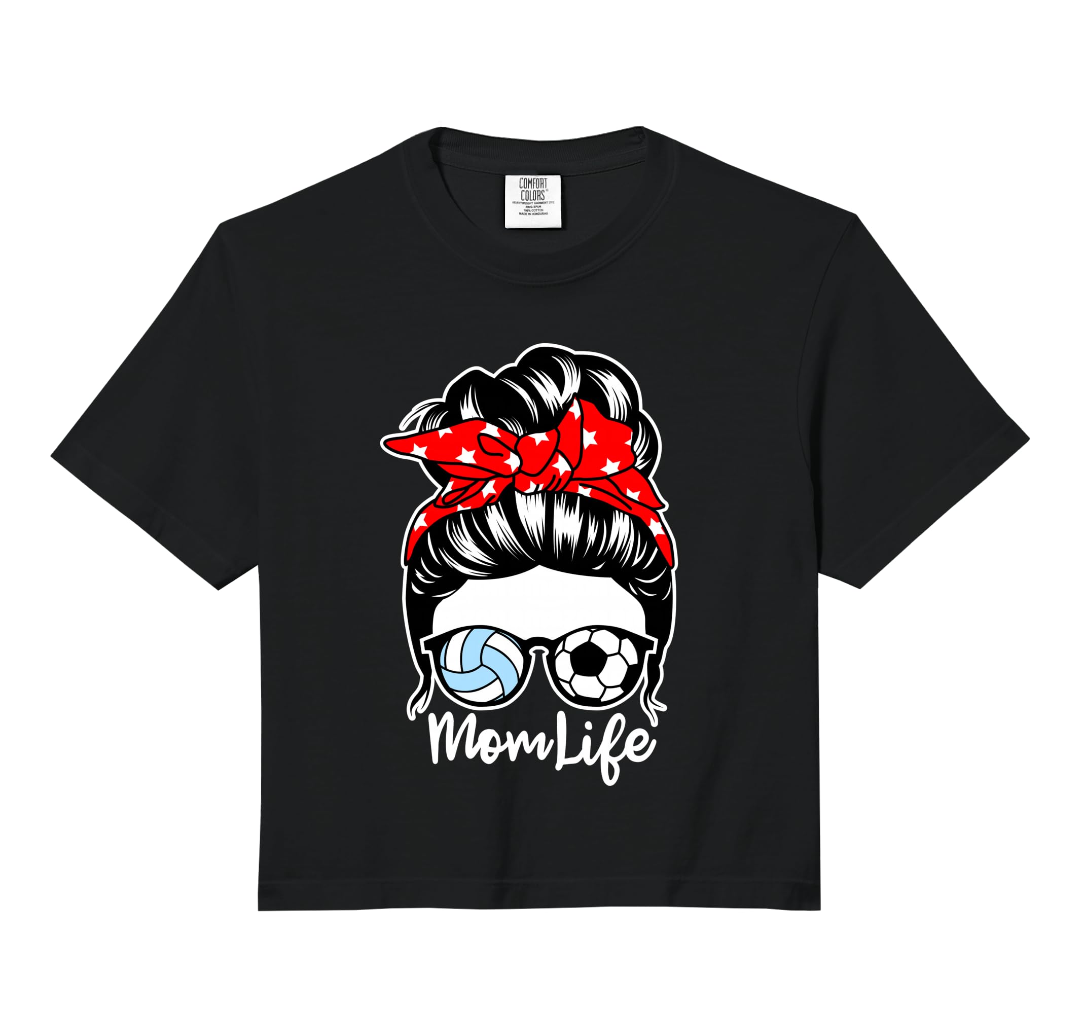 Mom Life Messy Bun Hair Soccer Hoodie - Unique Graphic Men Women - T-Shirt, Sweatshirt, Hoodie