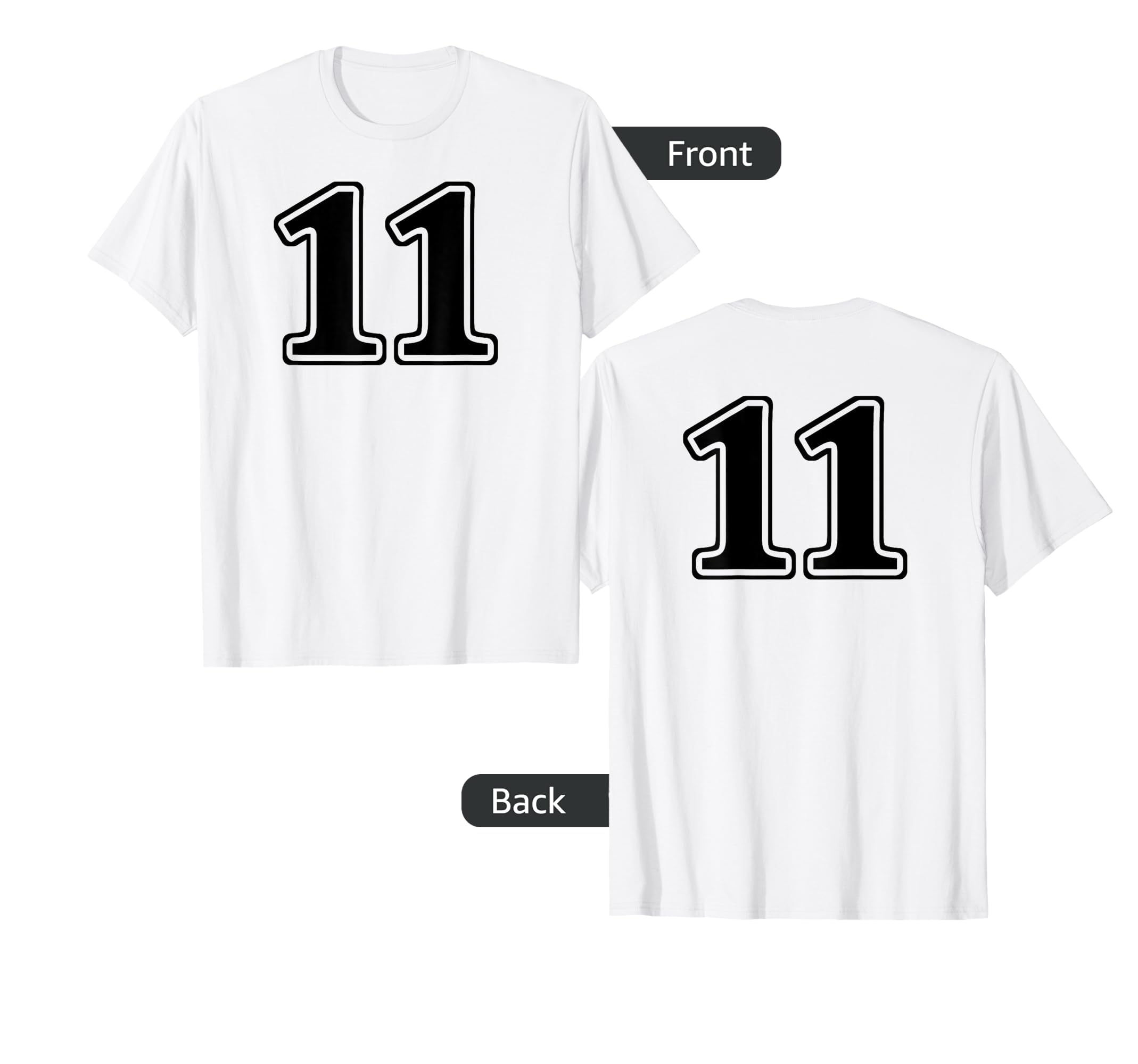 White 11 Number Eleven Team Birthday Sport T-Shirt - Unique Graphic Unisex - T-Shirt, Sweatshirt, Hoodie