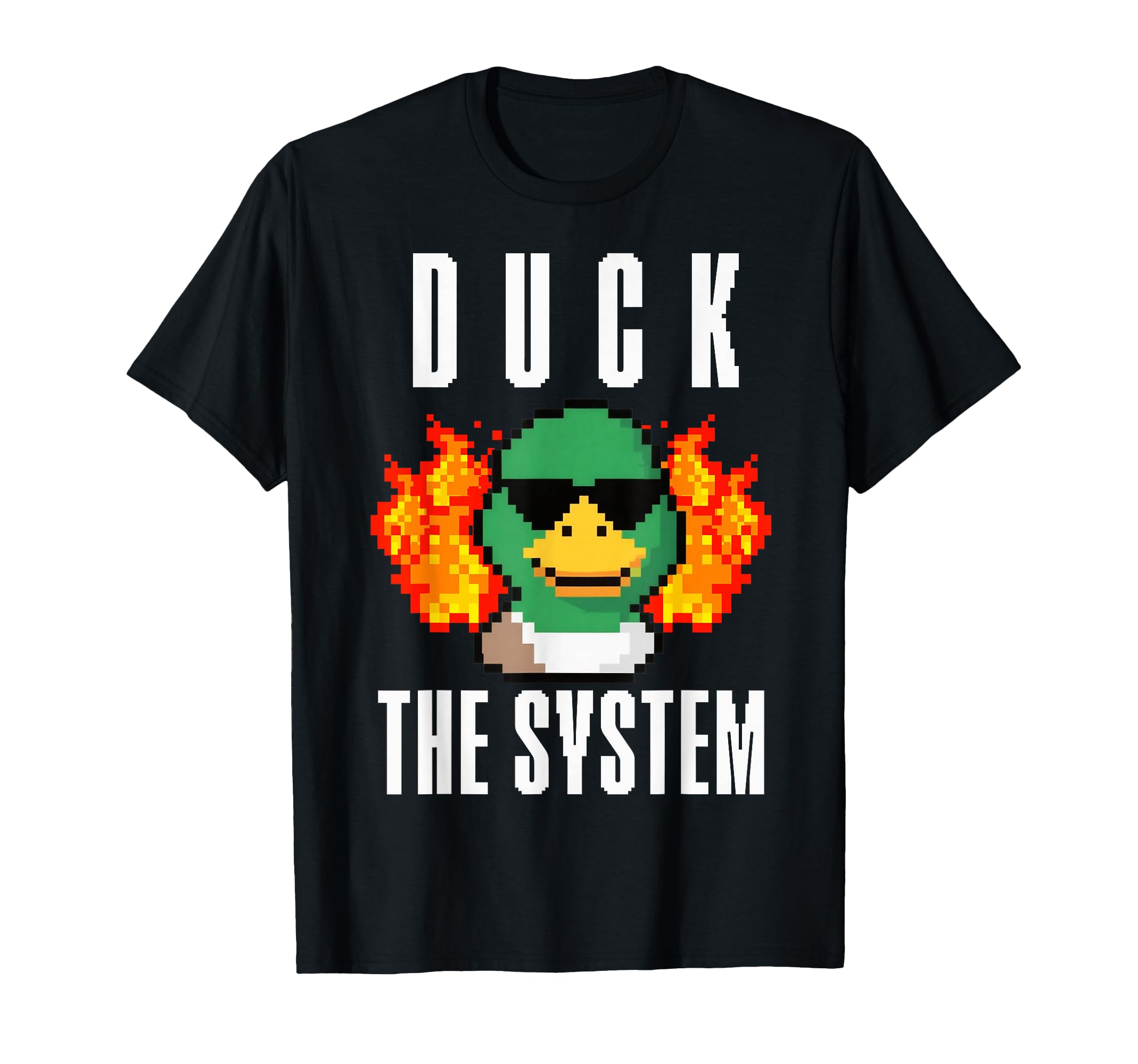 Duck System Pixel Duck Fire T-Shirt - Casual Everyday Wear Men Women - T-Shirt, Sweatshirt, Hoodie