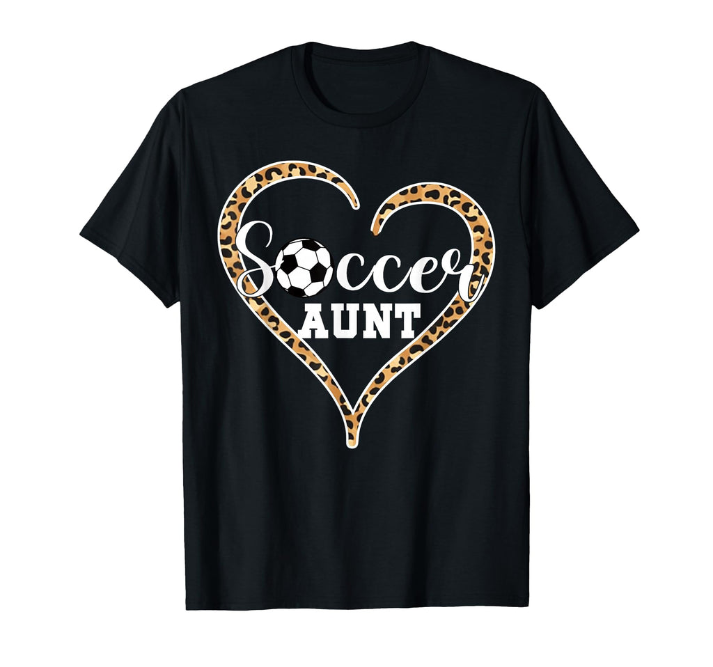 Soccer Aunt Leopard Heart Proud T-Shirt - Custom Art Print for Adults - T-Shirt, Sweatshirt, Hoodie