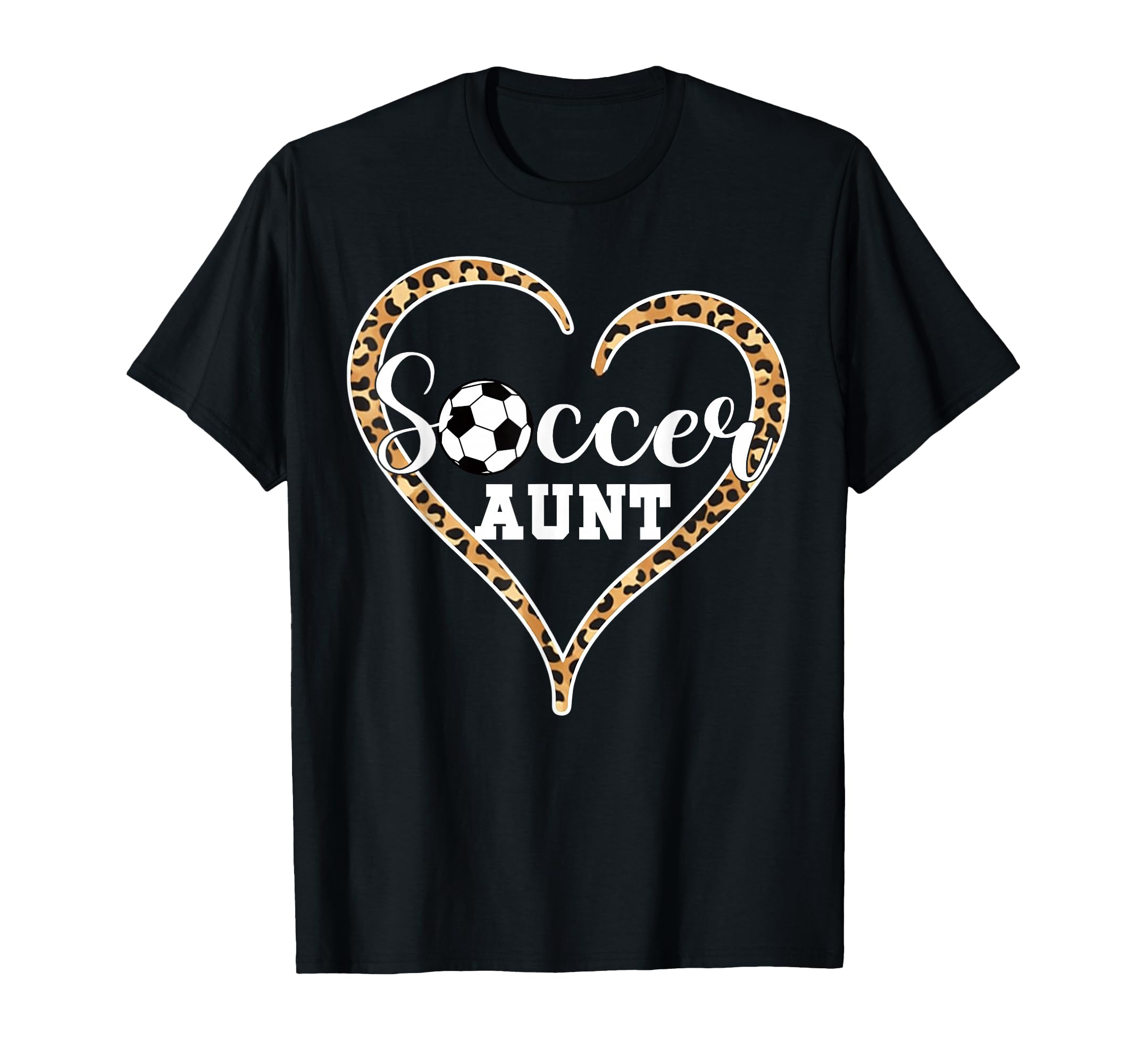 Soccer Aunt Leopard Heart Proud T-Shirt - Custom Art Print for Adults - T-Shirt, Sweatshirt, Hoodie