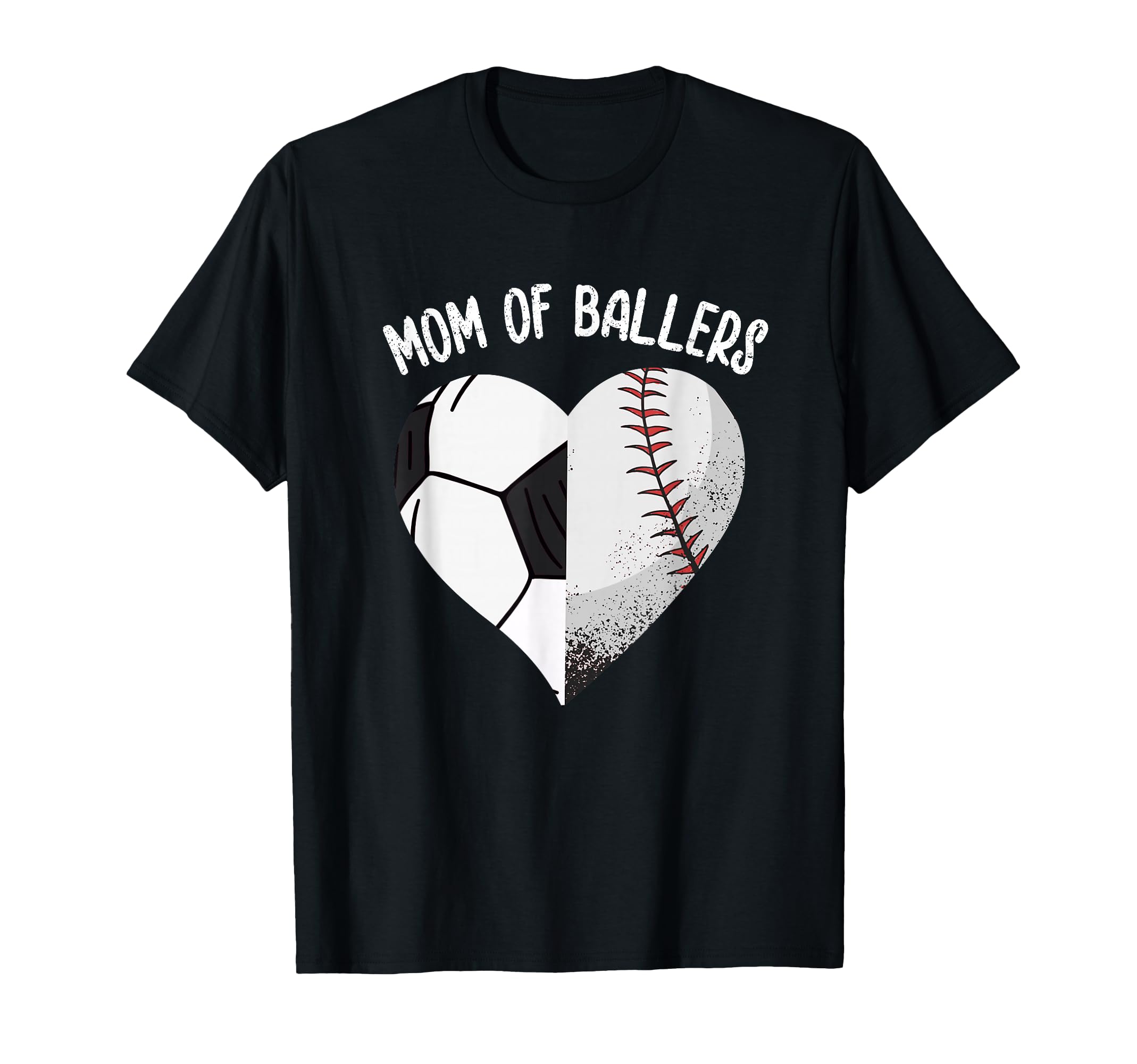 Mom Ballers Soccer Baseball Mama Heart T-Shirt - Novelty Apparel Men Women - T-Shirt, Sweatshirt, Hoodie
