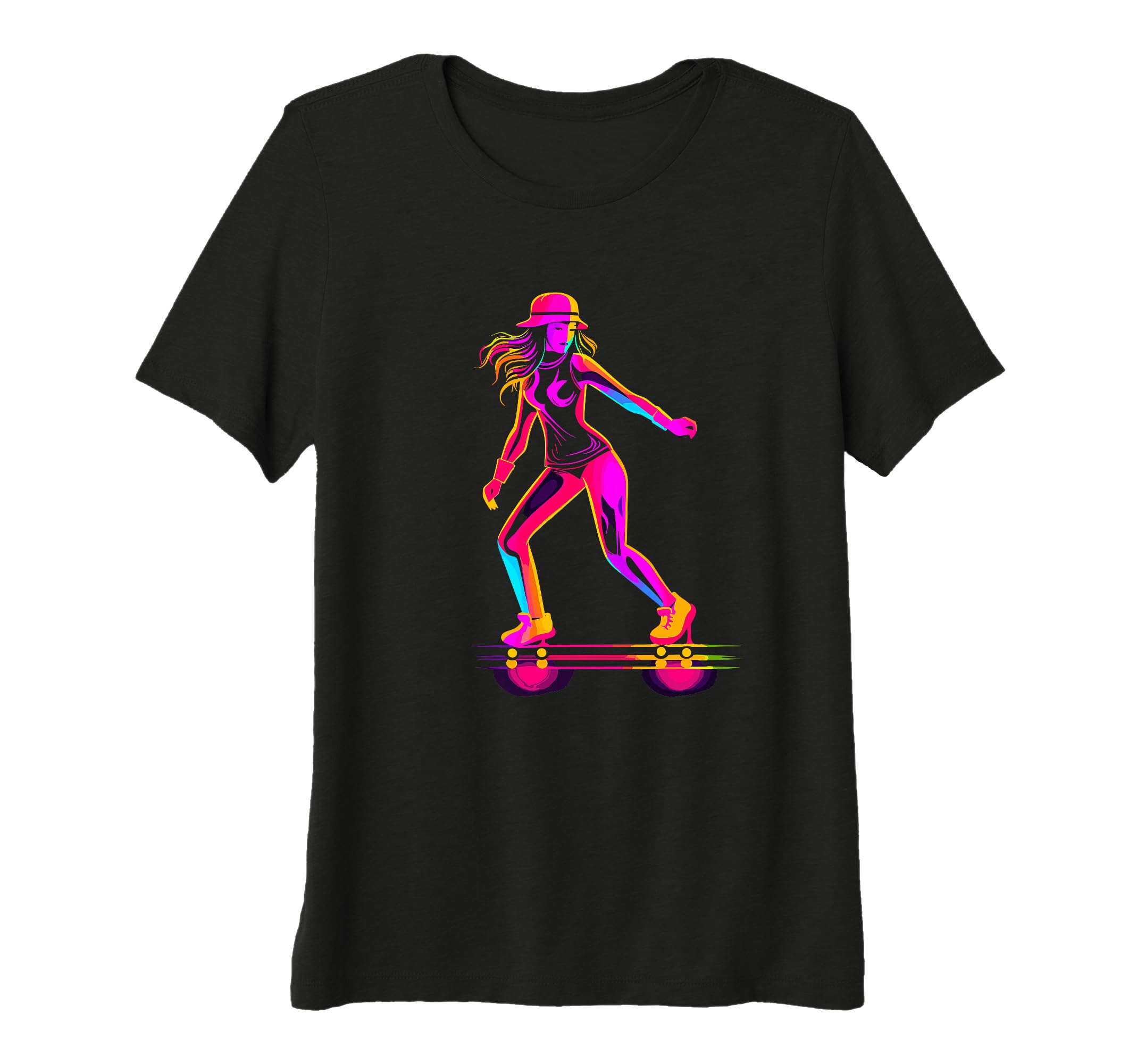 Womens Female Roller Skater T-Shirt - Minimalist Print for Adults - T-Shirt, Sweatshirt, Hoodie